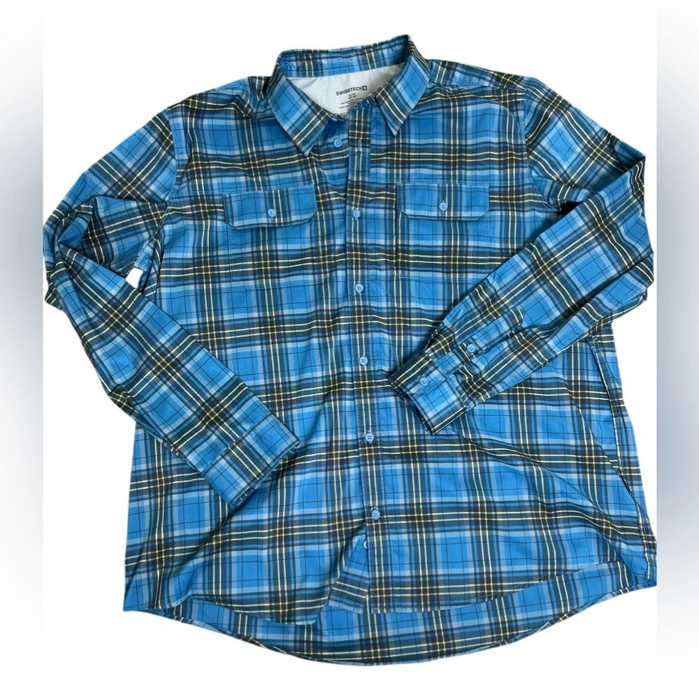 Swiss Tech Performance Plaid Button Down Shirt Xl… - image 2